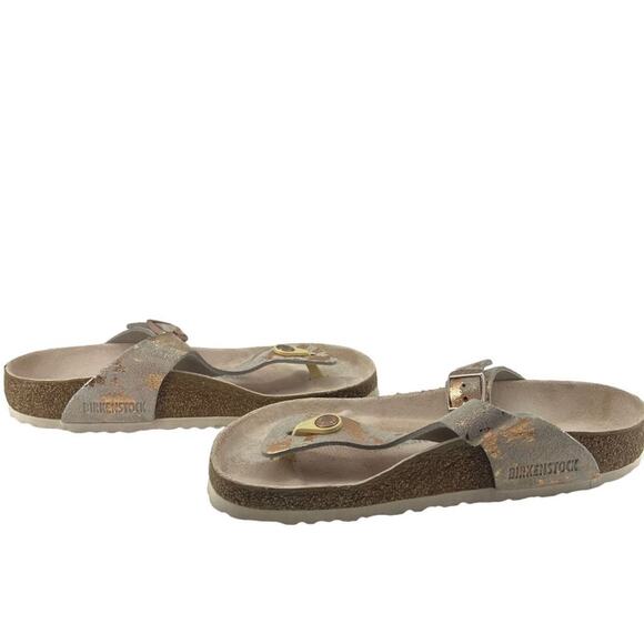Birkenstock Gizeh Thongs Metallic Rose Leather Shoes Flip Flops Sandals Size 38 - Picture 3 of 12